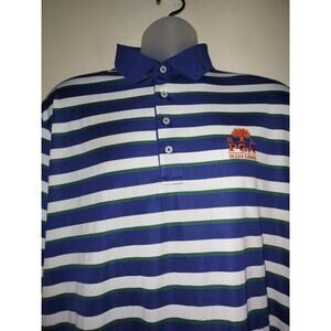 Polo Golf Ralph Lauren Shirt Mens XL Short Sleeve PGA Kiawah Blue White Striped
